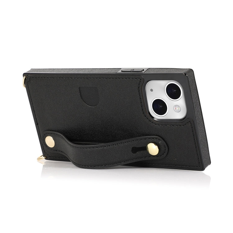 For iPhone 14 Crossbody Wrist Strap Card Holder Phone Case