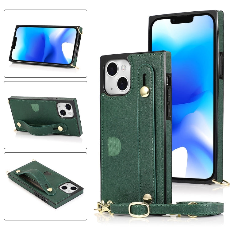For iPhone 14 Crossbody Wrist Strap Card Holder Phone Case