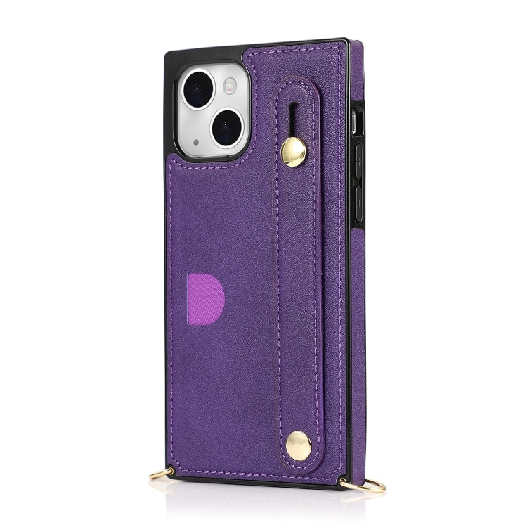 For iPhone 14 Crossbody Wrist Strap Card Holder Phone Case