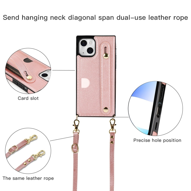 For iPhone 14 Crossbody Wrist Strap Card Holder Phone Case