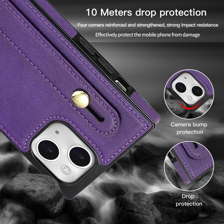 For iPhone 14 Crossbody Wrist Strap Card Holder Phone Case