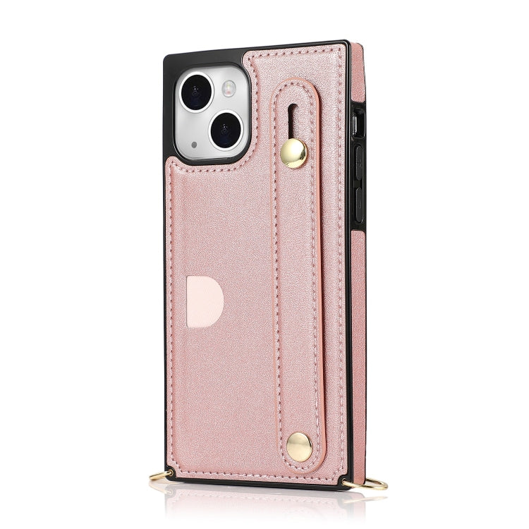 For iPhone 14 Plus Crossbody Wrist Strap Card Holder Phone Case