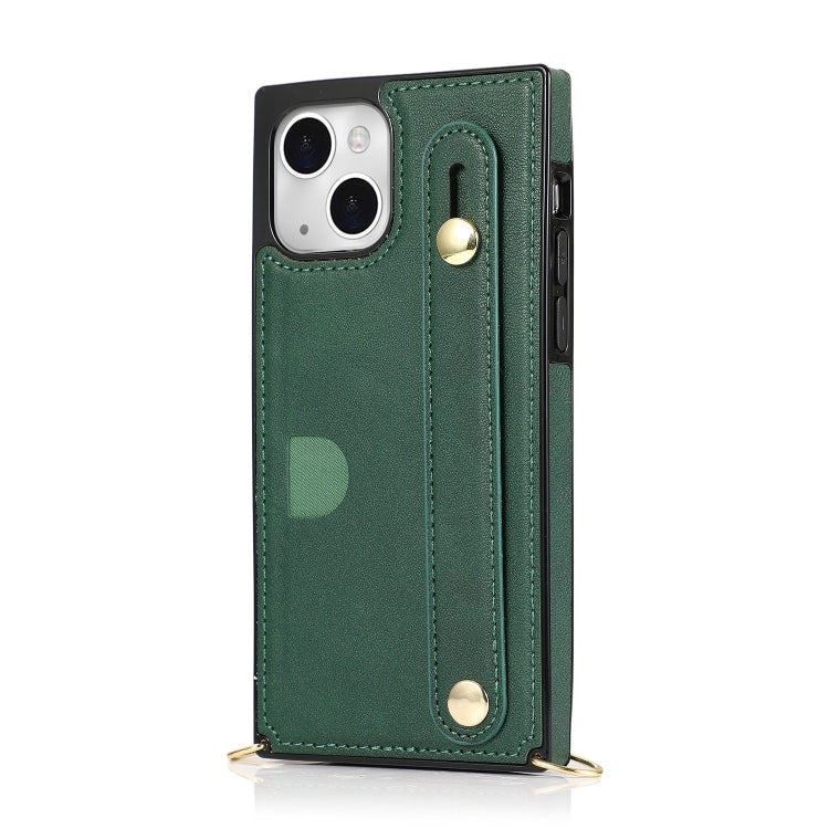 For iPhone 14 Plus Crossbody Wrist Strap Card Holder Phone Case