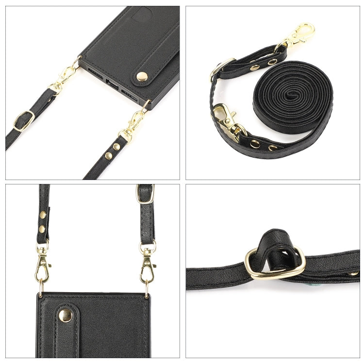 For iPhone 14 Pro Crossbody Wrist Strap Card Holder Phone Case