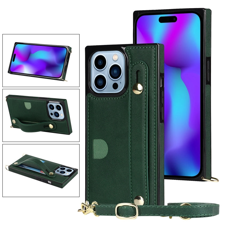 For iPhone 14 Pro Crossbody Wrist Strap Card Holder Phone Case
