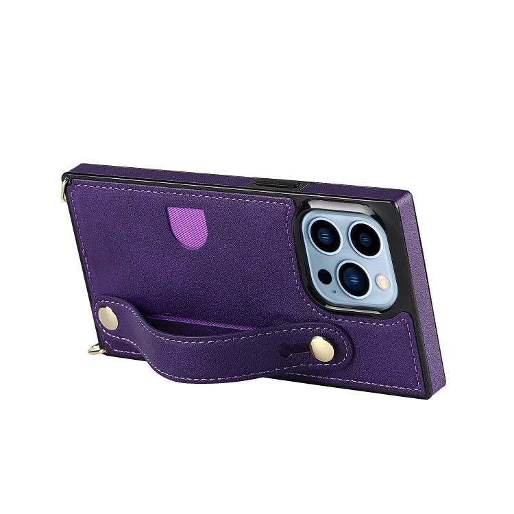 For iPhone 14 Pro Crossbody Wrist Strap Card Holder Phone Case