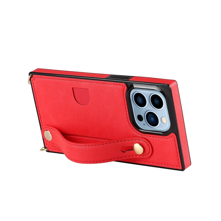 For iPhone 14 Pro Max Crossbody Wrist Strap Card Holder Phone Case