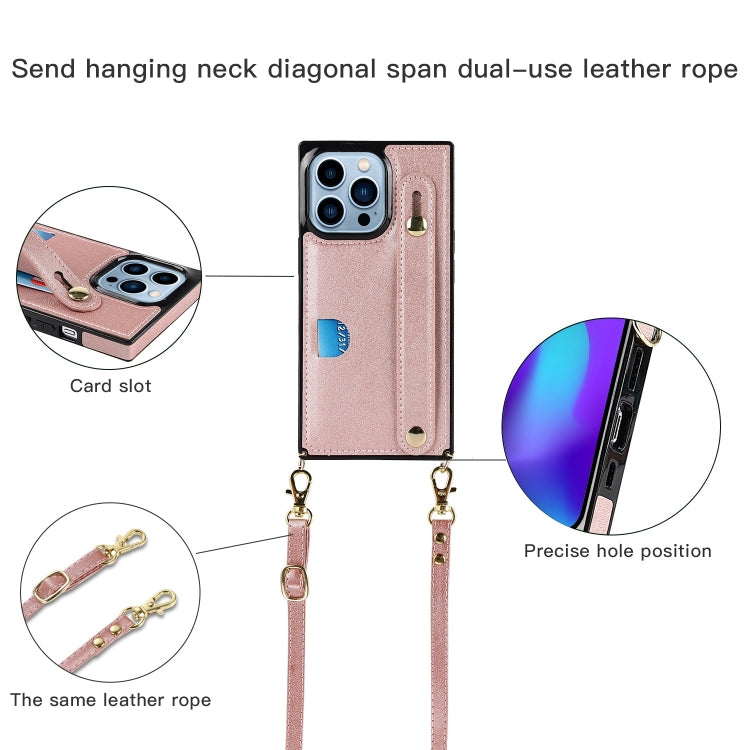 For iPhone 14 Pro Max Crossbody Wrist Strap Card Holder Phone Case