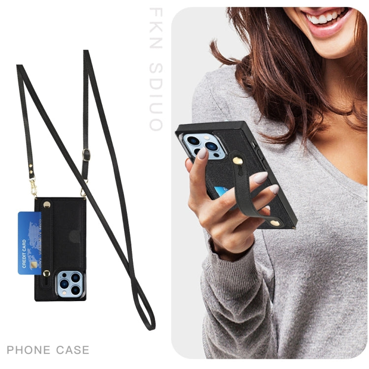 For iPhone 14 Pro Max Crossbody Wrist Strap Card Holder Phone Case
