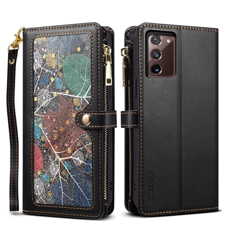 For Samsung Galaxy Note20 ESEBLE Star Series Lanyard Zipper Wallet RFID Leather Case