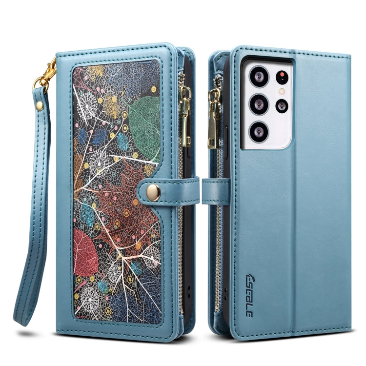 For Samsung Galaxy S21 Ultra 5G ESEBLE Star Series Lanyard Zipper Wallet RFID Leather Case