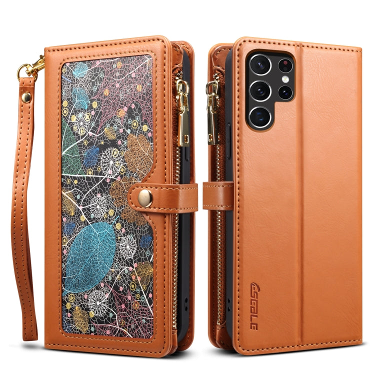 For Samsung Galaxy S22 Ultra 5G ESEBLE Star Series Lanyard Zipper Wallet RFID Leather Case