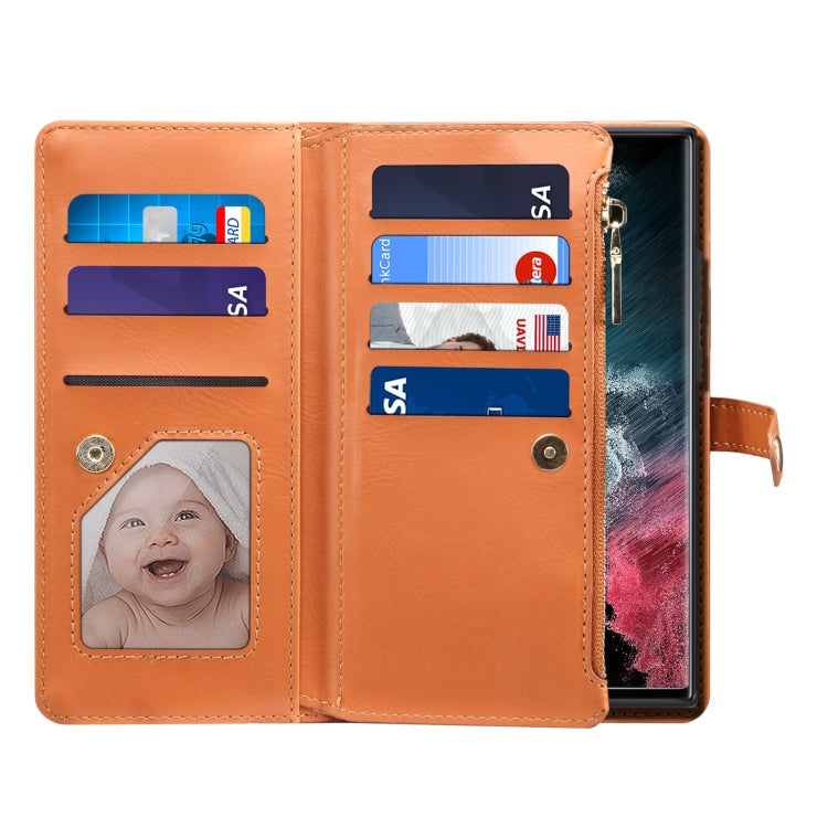 For Samsung Galaxy S22 Ultra 5G ESEBLE Star Series Lanyard Zipper Wallet RFID Leather Case