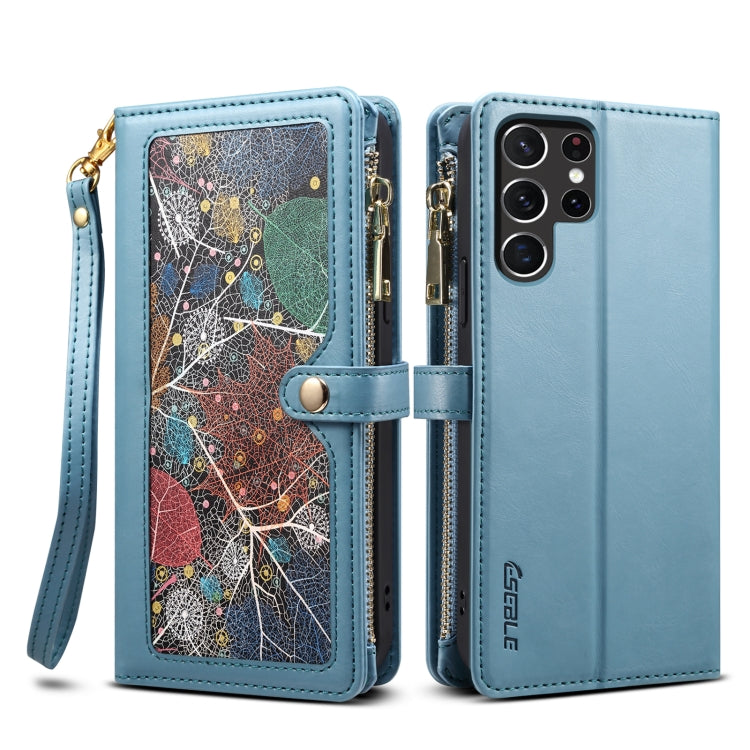 For Samsung Galaxy S22 Ultra 5G ESEBLE Star Series Lanyard Zipper Wallet RFID Leather Case