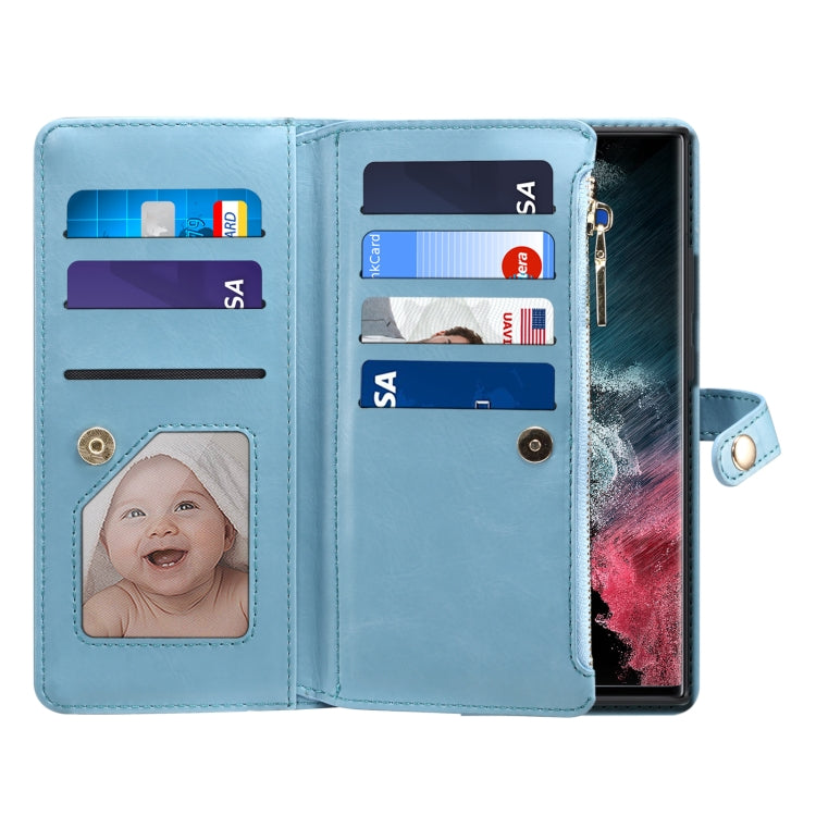 For Samsung Galaxy S22 Ultra 5G ESEBLE Star Series Lanyard Zipper Wallet RFID Leather Case
