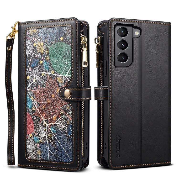 For Samsung Galaxy S22 5G ESEBLE Star Series Lanyard Zipper Wallet RFID Leather Case