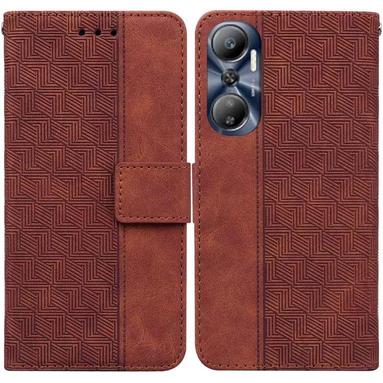 For Infinix Hot 20 Geometric Embossed Leather Phone Case