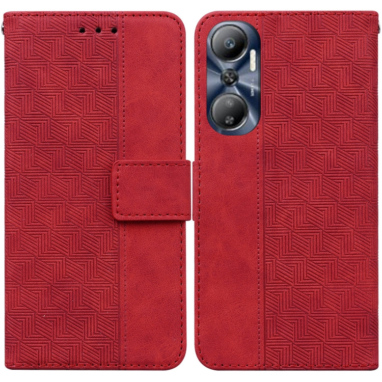 For Infinix Hot 20 Geometric Embossed Leather Phone Case