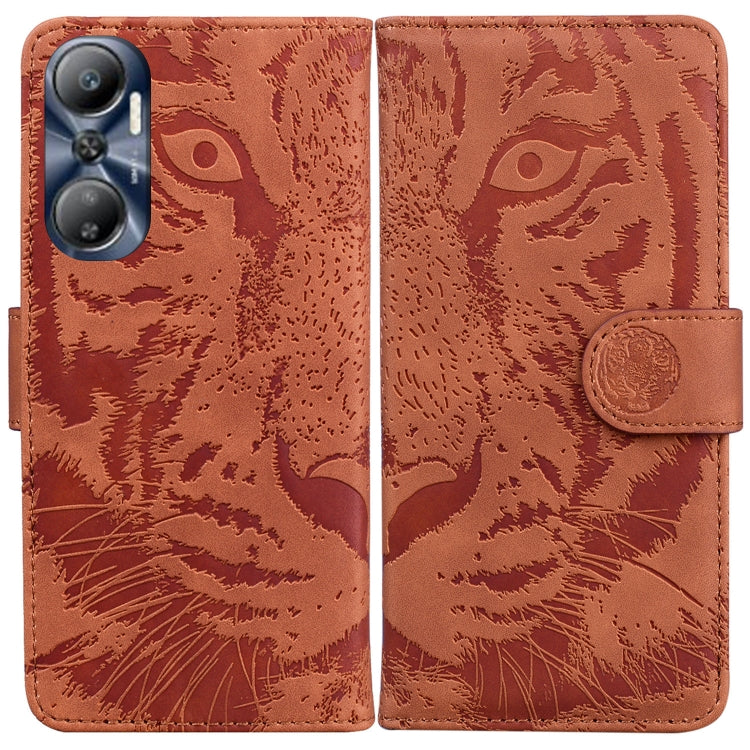 For Infinix Hot 20 Tiger Embossing Pattern Leather Phone Case
