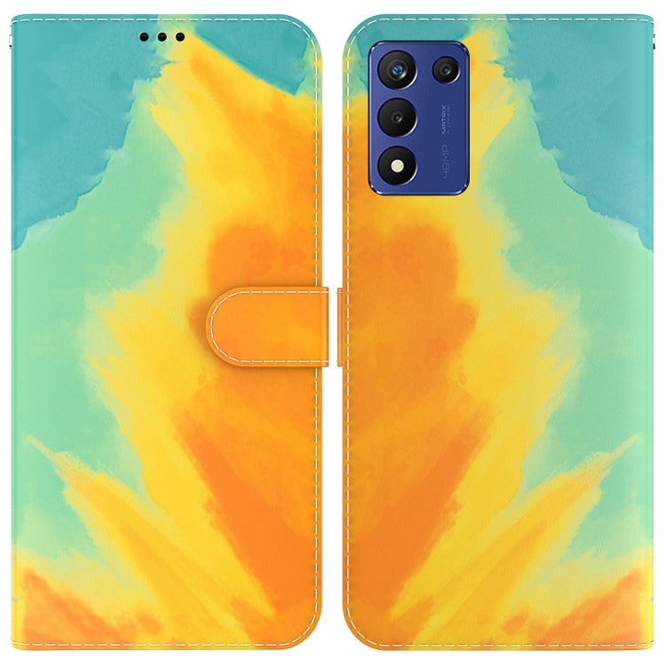 For Realme Q3S / Q3T / 9 SE / 9 5G Speed Watercolor Pattern Leather Phone Case