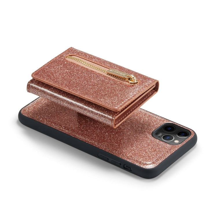 For iPhone 11 Pro Max DG.MING M3 Series Glitter Powder Card Bag Leather Case