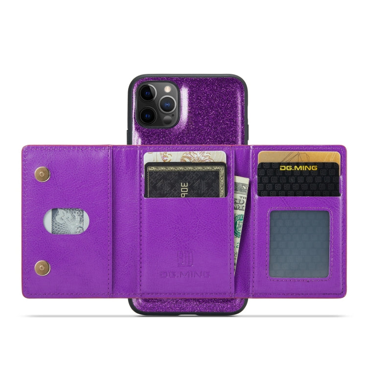 For iPhone 11 Pro Max DG.MING M3 Series Glitter Powder Card Bag Leather Case