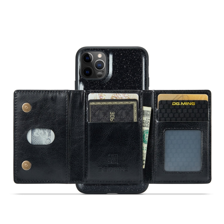 For iPhone 11 Pro DG.MING M3 Series Glitter Powder Card Bag Leather Case