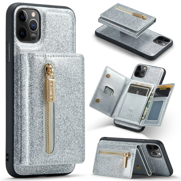 For iPhone 11 Pro DG.MING M3 Series Glitter Powder Card Bag Leather Case