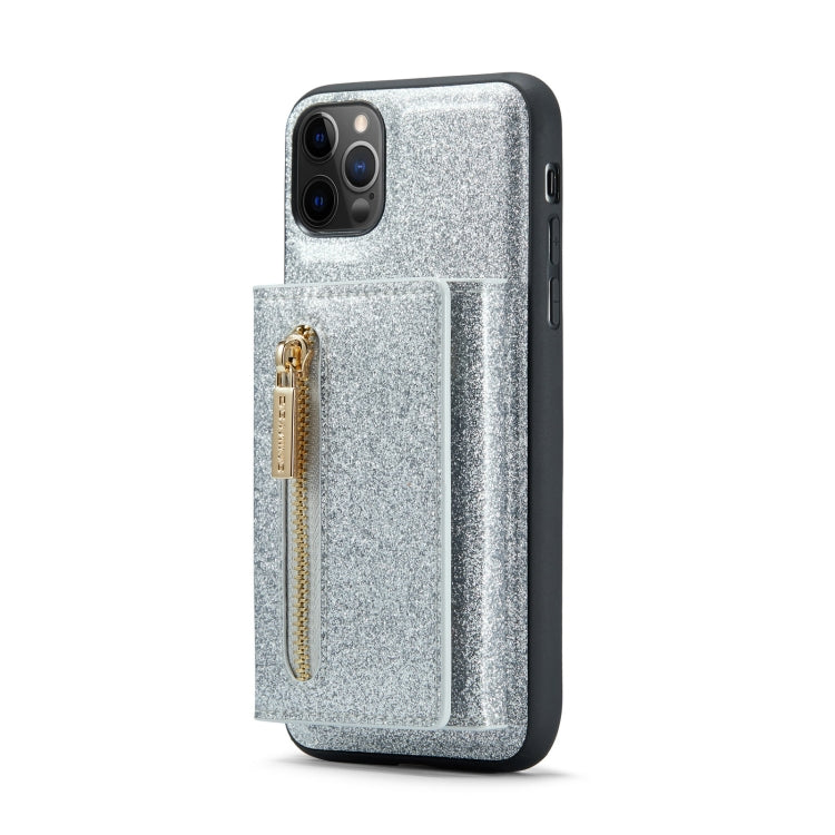 For iPhone 11 Pro DG.MING M3 Series Glitter Powder Card Bag Leather Case
