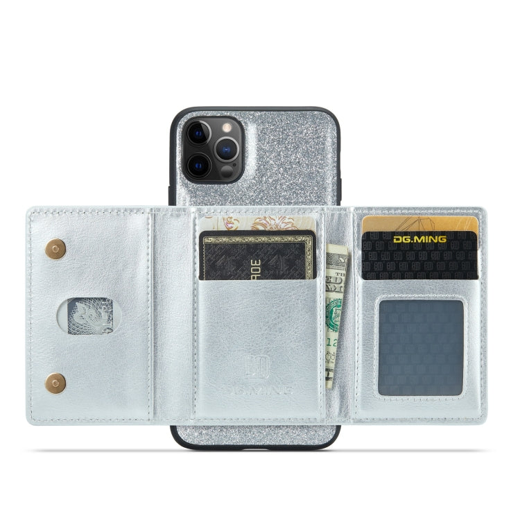 For iPhone 11 Pro DG.MING M3 Series Glitter Powder Card Bag Leather Case