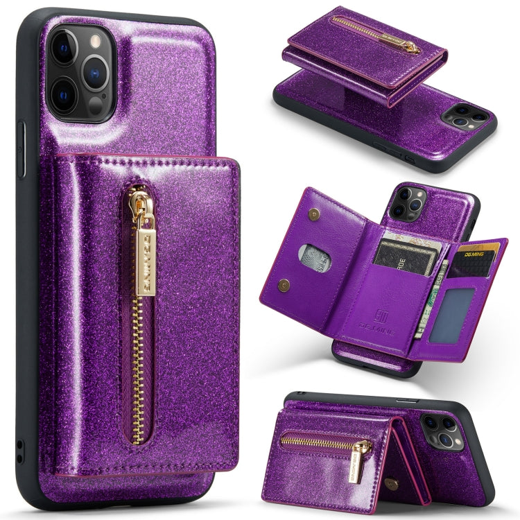 For iPhone 11 Pro DG.MING M3 Series Glitter Powder Card Bag Leather Case