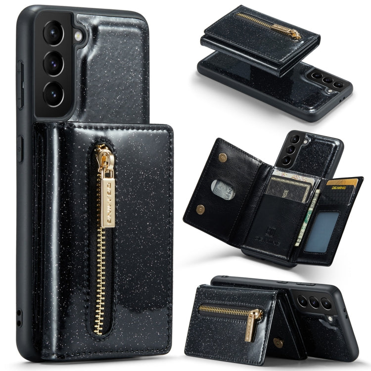For Samsung Galaxy S21 5G DG.MING M3 Series Glitter Powder Card Bag Leather Case