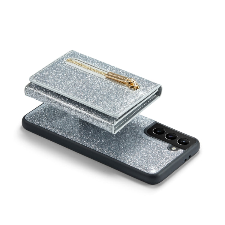 For Samsung Galaxy S21 5G DG.MING M3 Series Glitter Powder Card Bag Leather Case