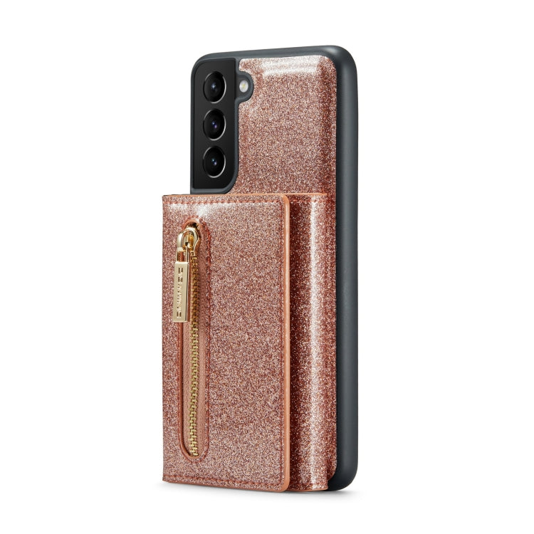 For Samsung Galaxy S21 5G DG.MING M3 Series Glitter Powder Card Bag Leather Case