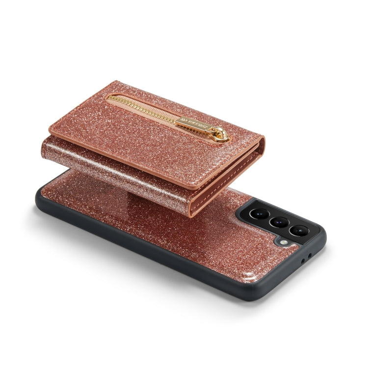 For Samsung Galaxy S21 5G DG.MING M3 Series Glitter Powder Card Bag Leather Case
