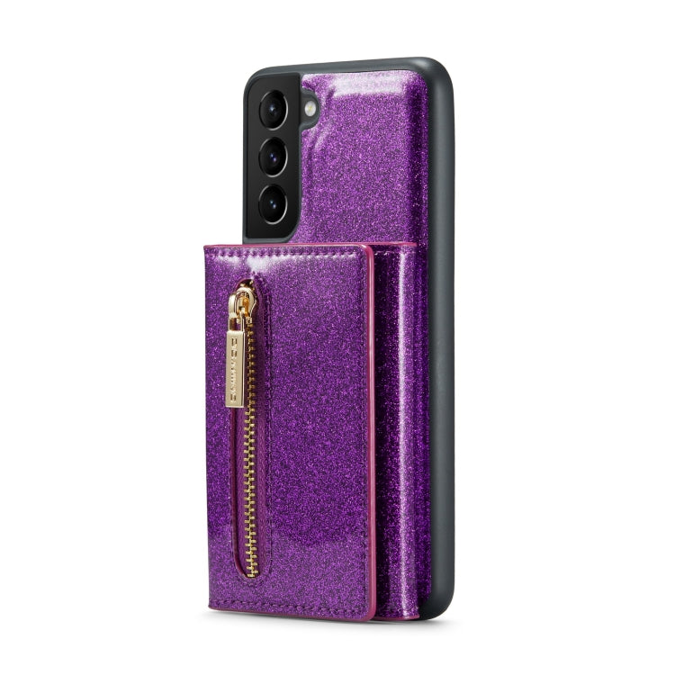 For Samsung Galaxy S21 5G DG.MING M3 Series Glitter Powder Card Bag Leather Case