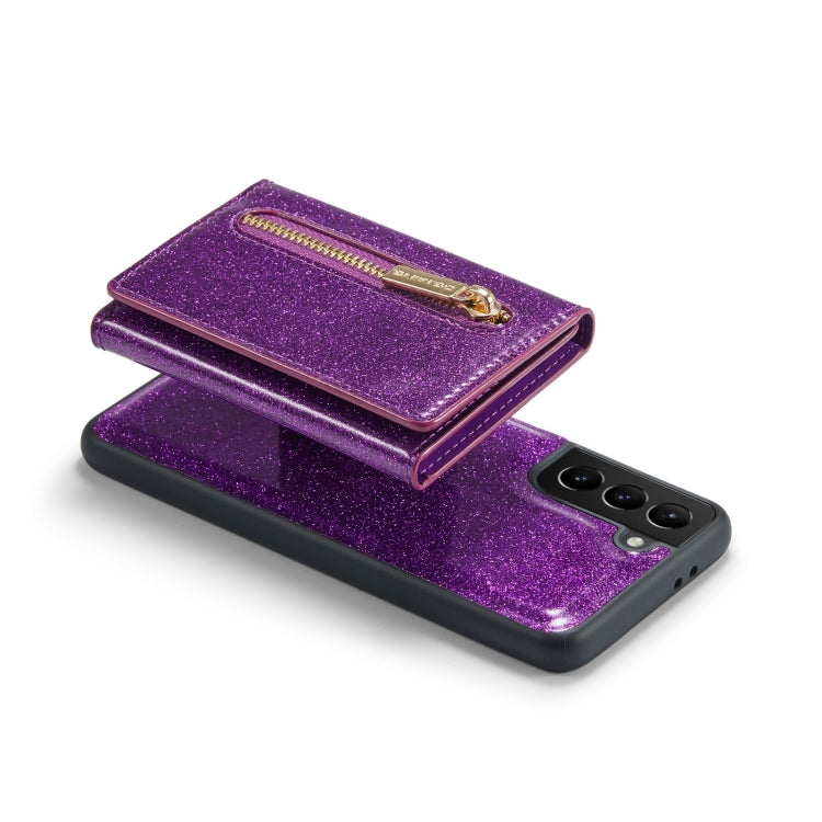 For Samsung Galaxy S21 5G DG.MING M3 Series Glitter Powder Card Bag Leather Case