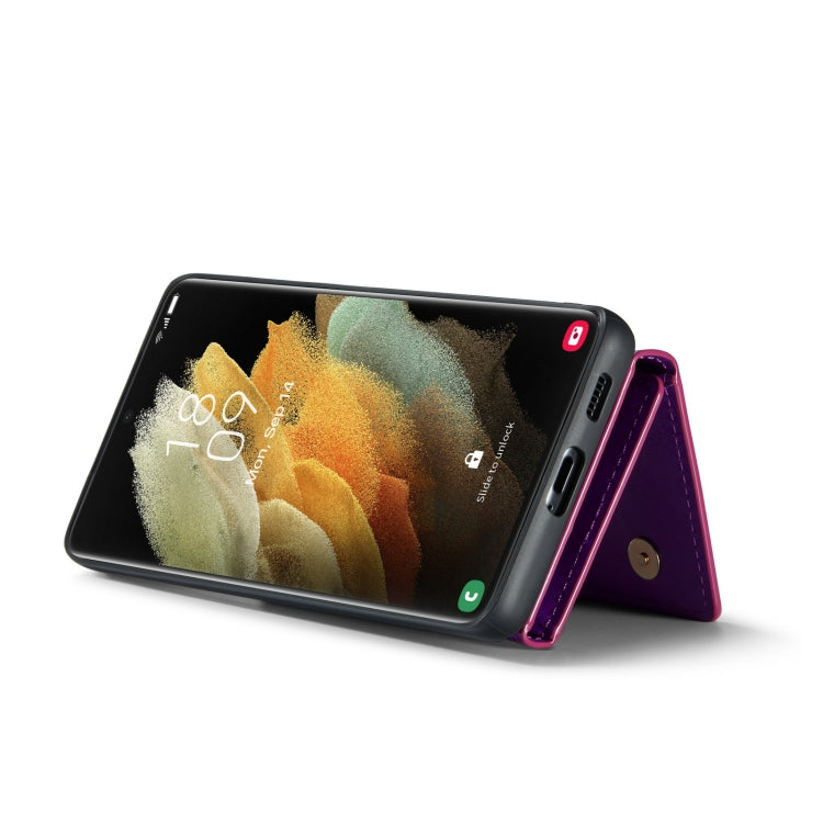 For Samsung Galaxy S21 Ultra 5G DG.MING M3 Series Glitter Powder Card Bag Leather Case