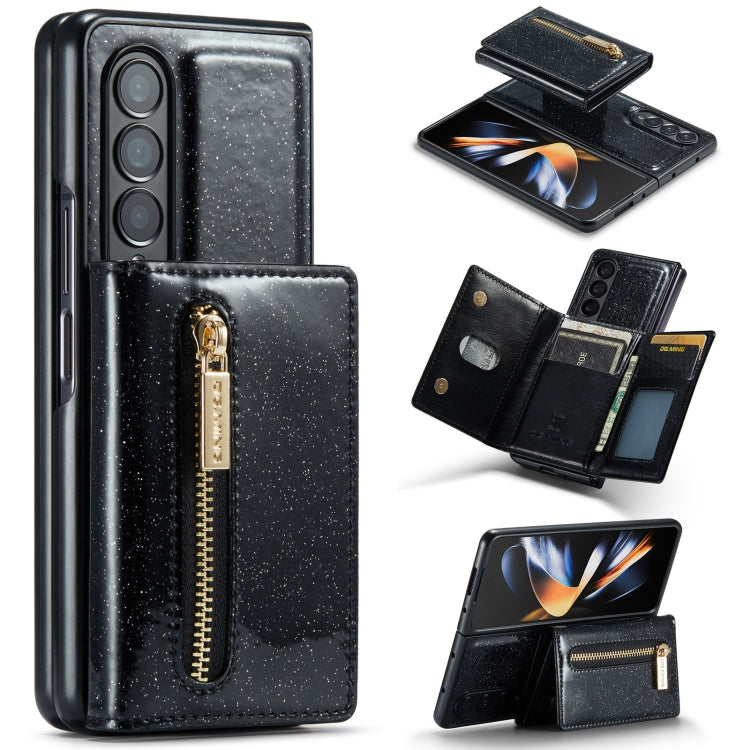 For Samsung Galaxy Z Fold3 5G DG.MING M3 Series Glitter Powder Card Bag Leather Case