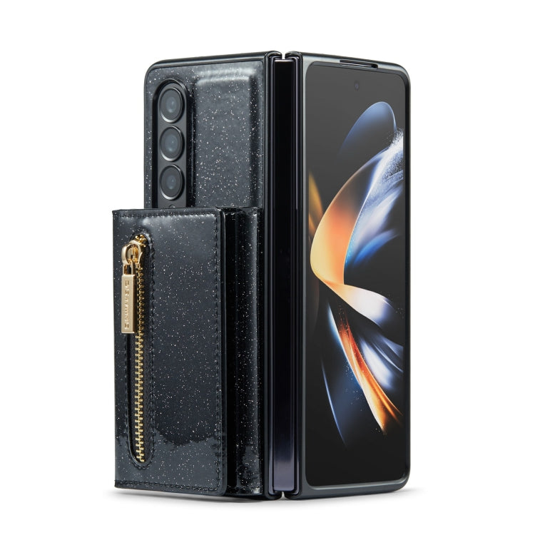 For Samsung Galaxy Z Fold3 5G DG.MING M3 Series Glitter Powder Card Bag Leather Case