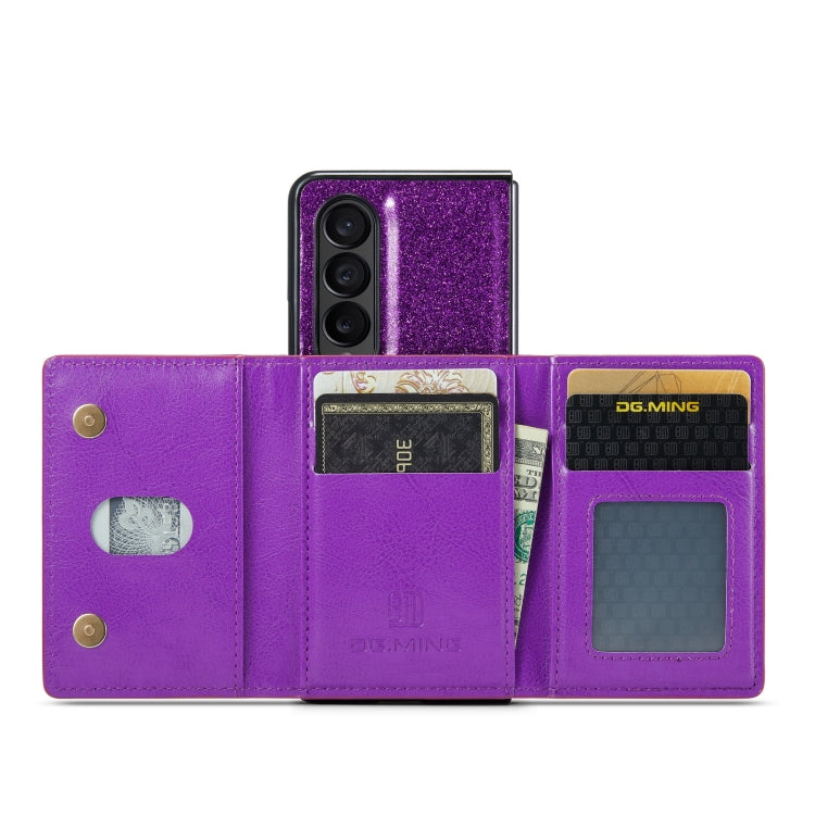 For Samsung Galaxy Z Fold3 5G DG.MING M3 Series Glitter Powder Card Bag Leather Case