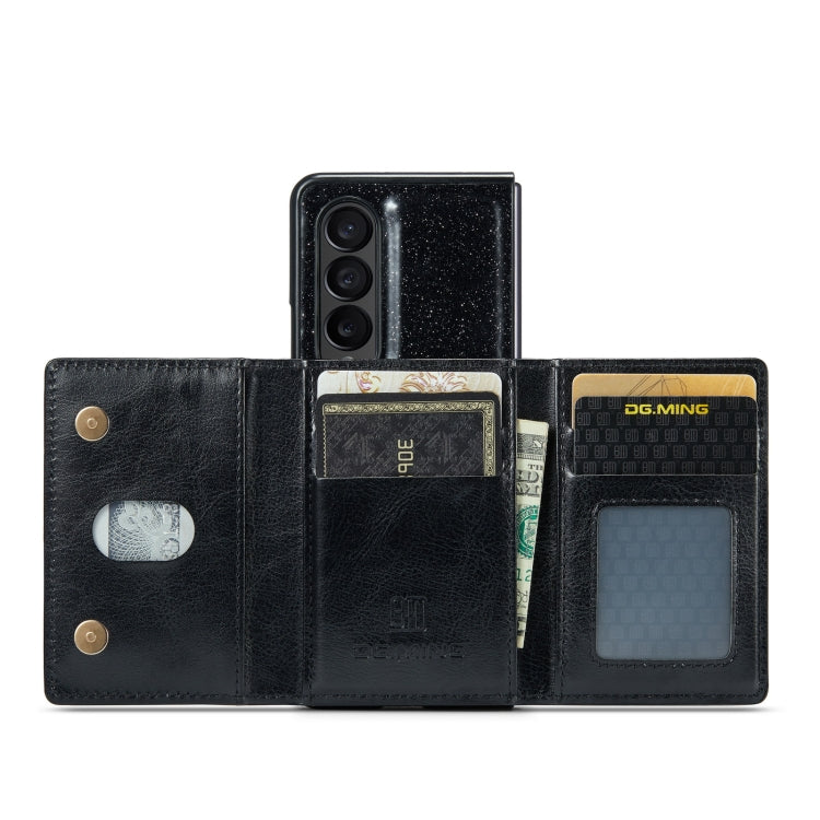 For Samsung Galaxy Z Fold4 5G DG.MING M3 Series Glitter Powder Card Bag Leather Case
