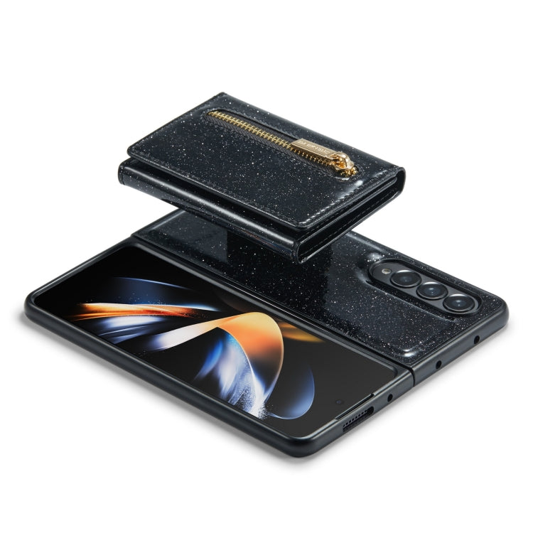 For Samsung Galaxy Z Fold4 5G DG.MING M3 Series Glitter Powder Card Bag Leather Case