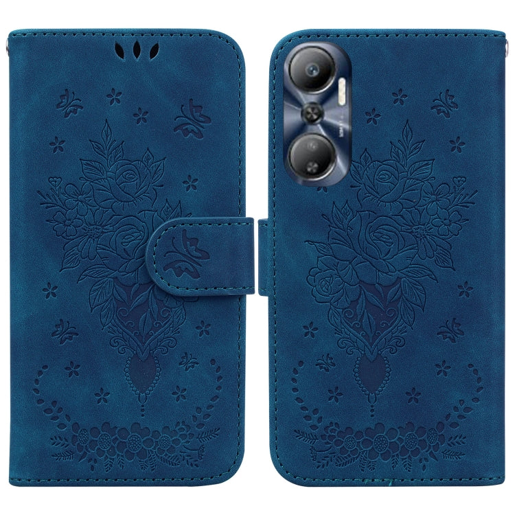 For Infinix Hot 20 Butterfly Rose Embossed Leather Phone Case