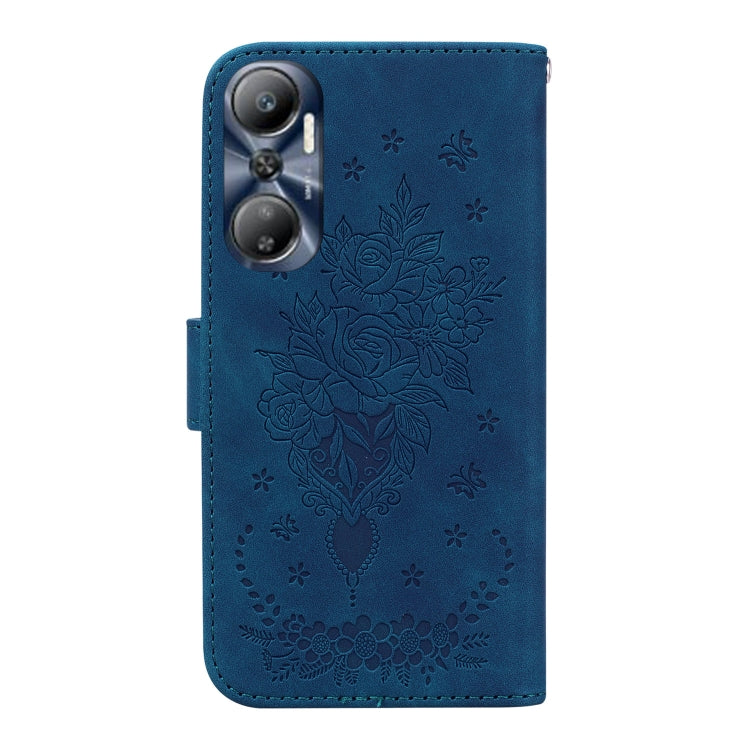 For Infinix Hot 20 Butterfly Rose Embossed Leather Phone Case