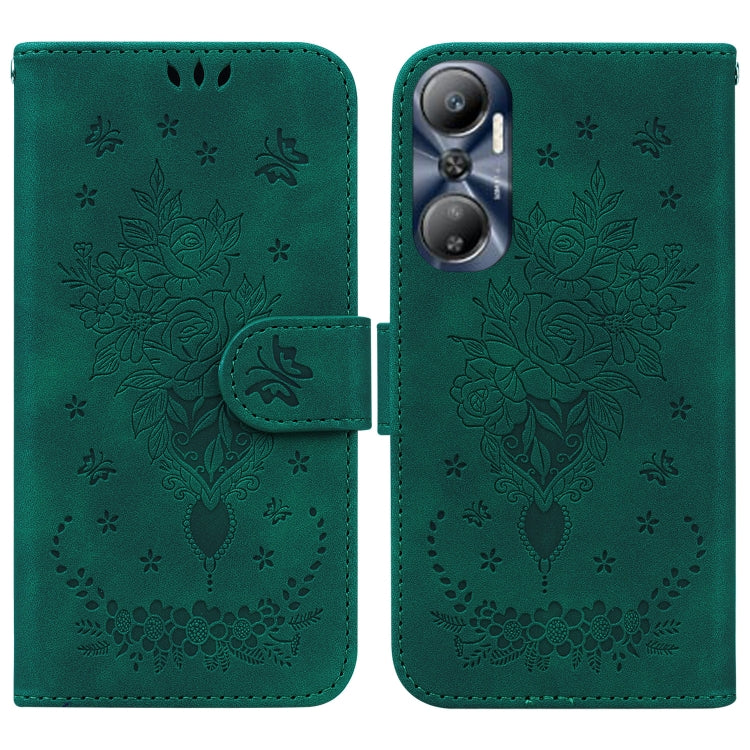 For Infinix Hot 20 Butterfly Rose Embossed Leather Phone Case