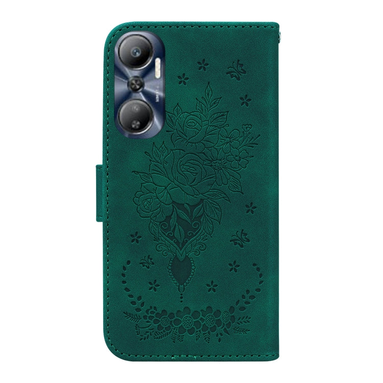 For Infinix Hot 20 Butterfly Rose Embossed Leather Phone Case