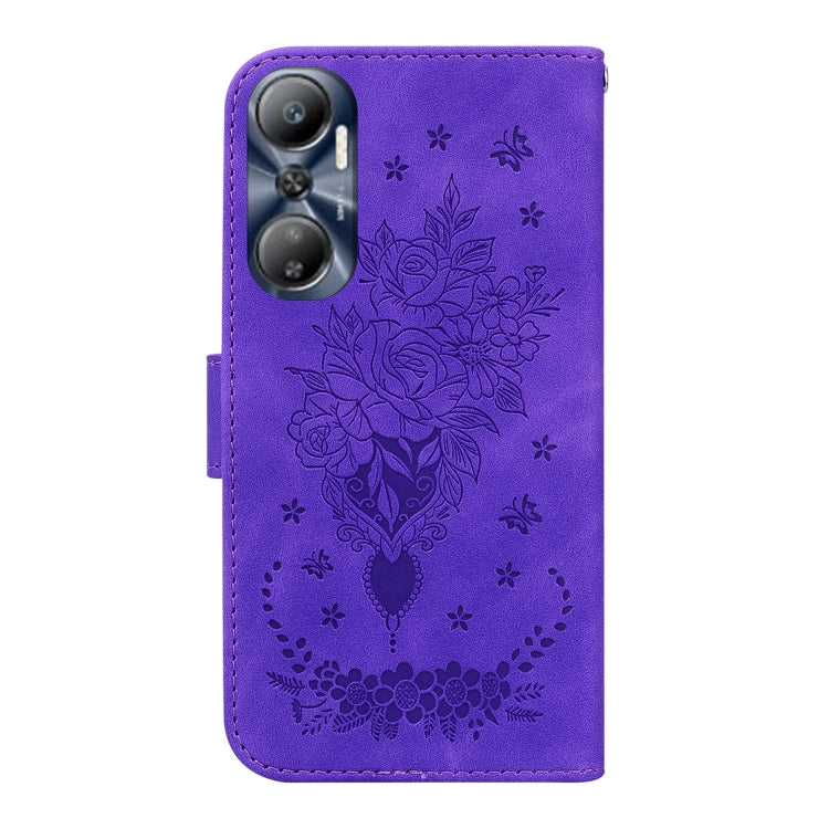 For Infinix Hot 20 Butterfly Rose Embossed Leather Phone Case