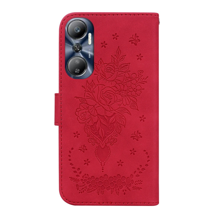 For Infinix Hot 20 Butterfly Rose Embossed Leather Phone Case