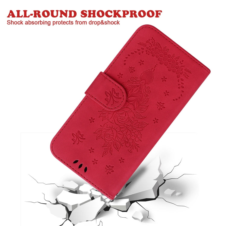 For Infinix Hot 20 Butterfly Rose Embossed Leather Phone Case
